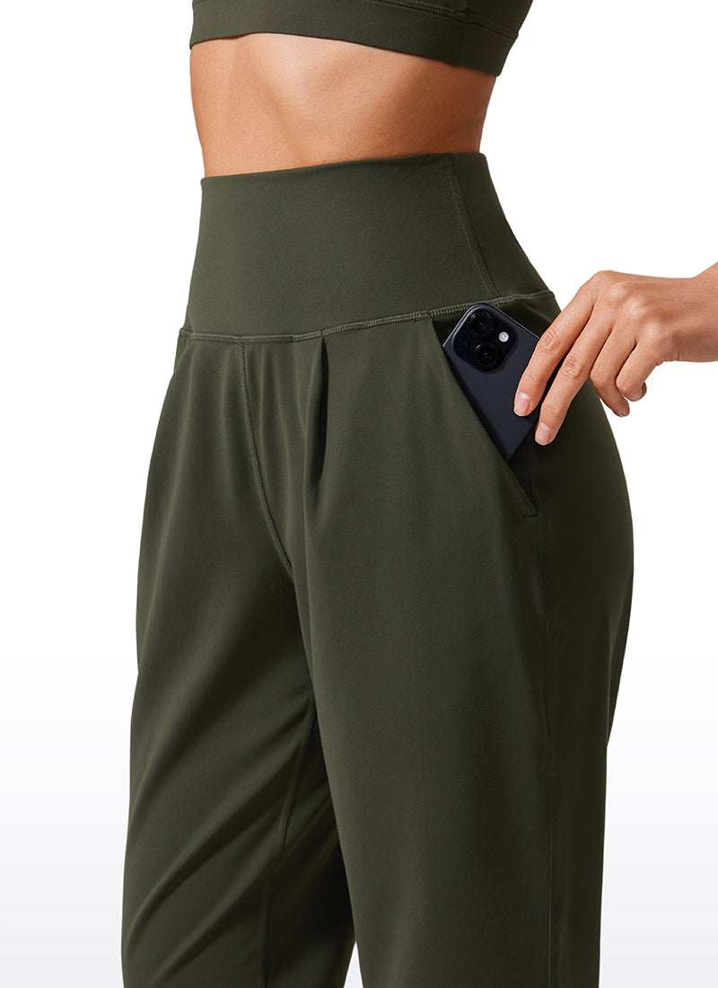 CRZ YOGA Butterlift Women's Casual High Rise Pleated Pants 27'' Olive Green