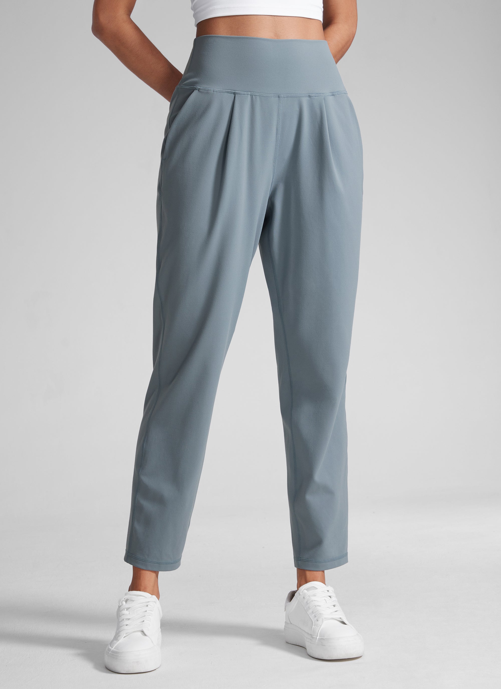 CRZ YOGA Butterlift Women's Casual High Rise Pleated Pants 27'' Belgian Blue