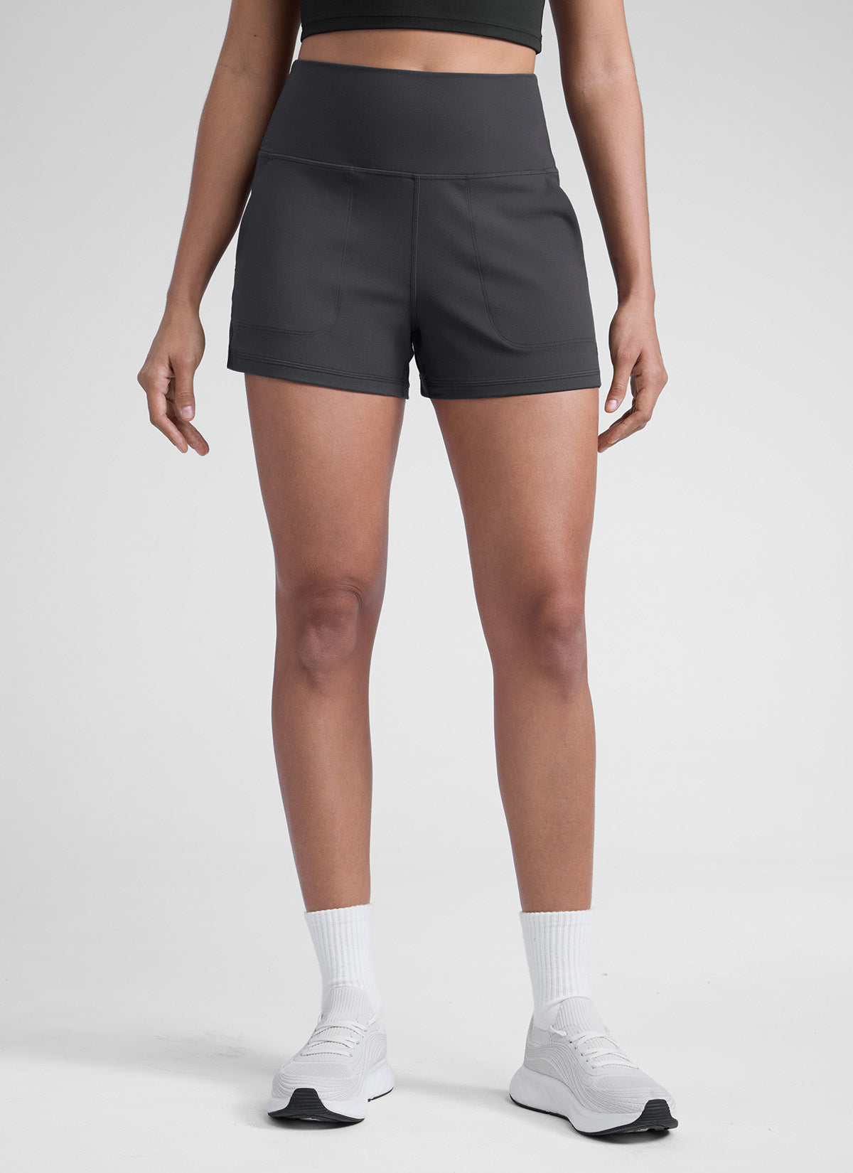 CRZ YOGA Women Butterlift High Waisted Shorts with Pockets Linerless Mysterious Grey