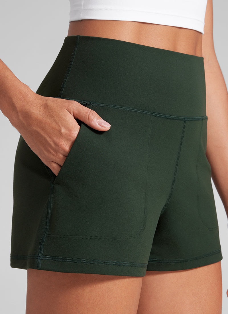 CRZ YOGA Women Butterlift High Waisted Shorts with Pockets Linerless Legend Green