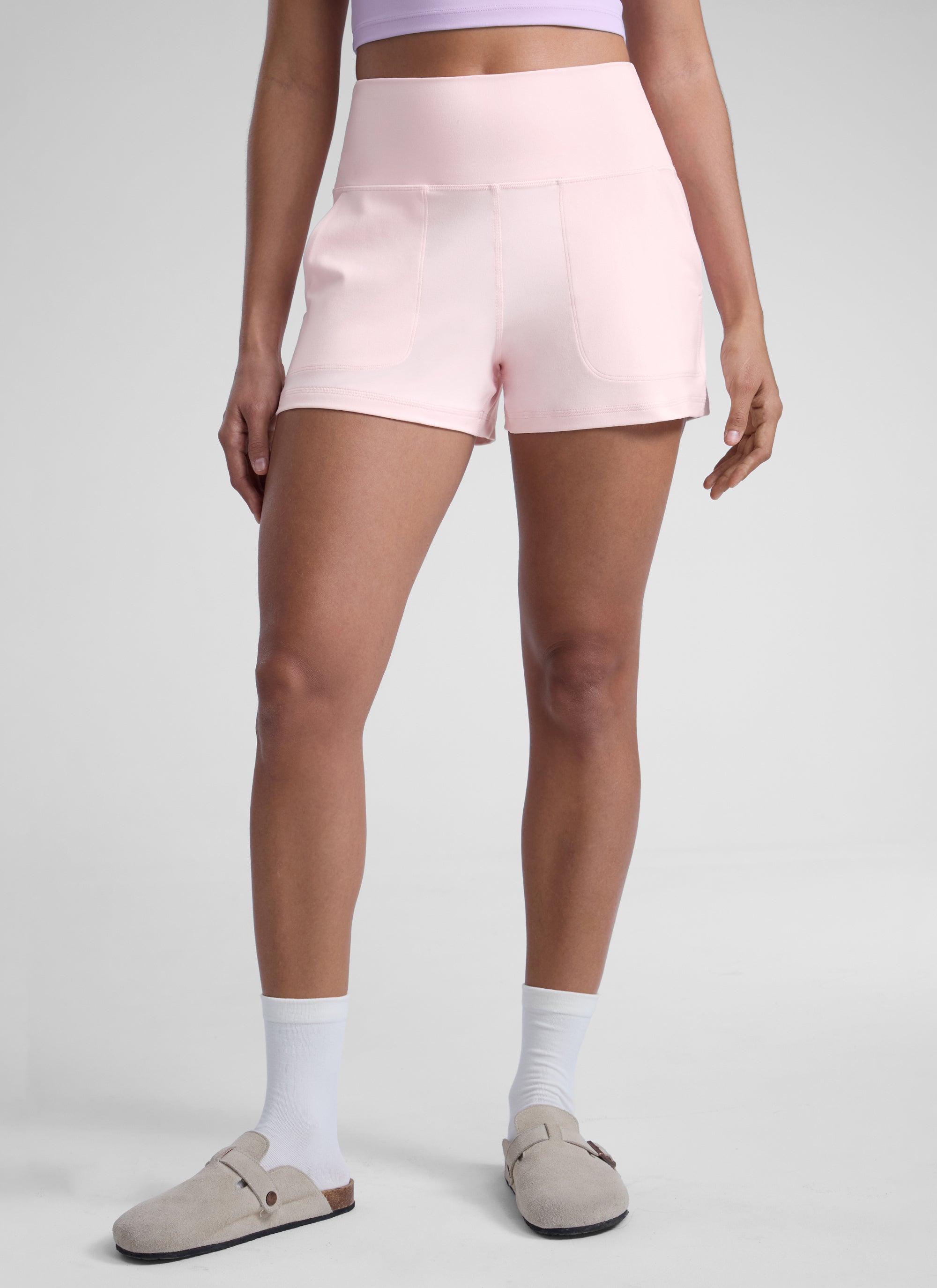 CRZ YOGA Women Butterlift High Waisted Shorts with Pockets Linerless Strawberry Pink