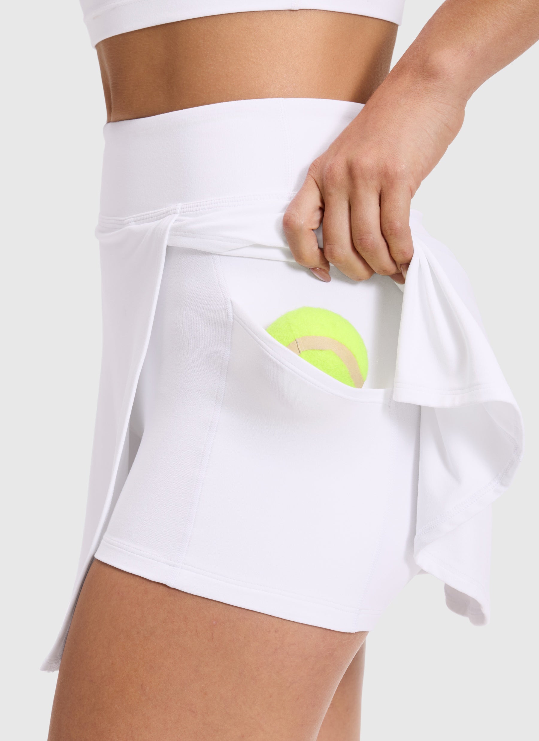 CRZ YOGA Women's Butterlift Golf High Rise A Line Side Slit Skirt 14'' White