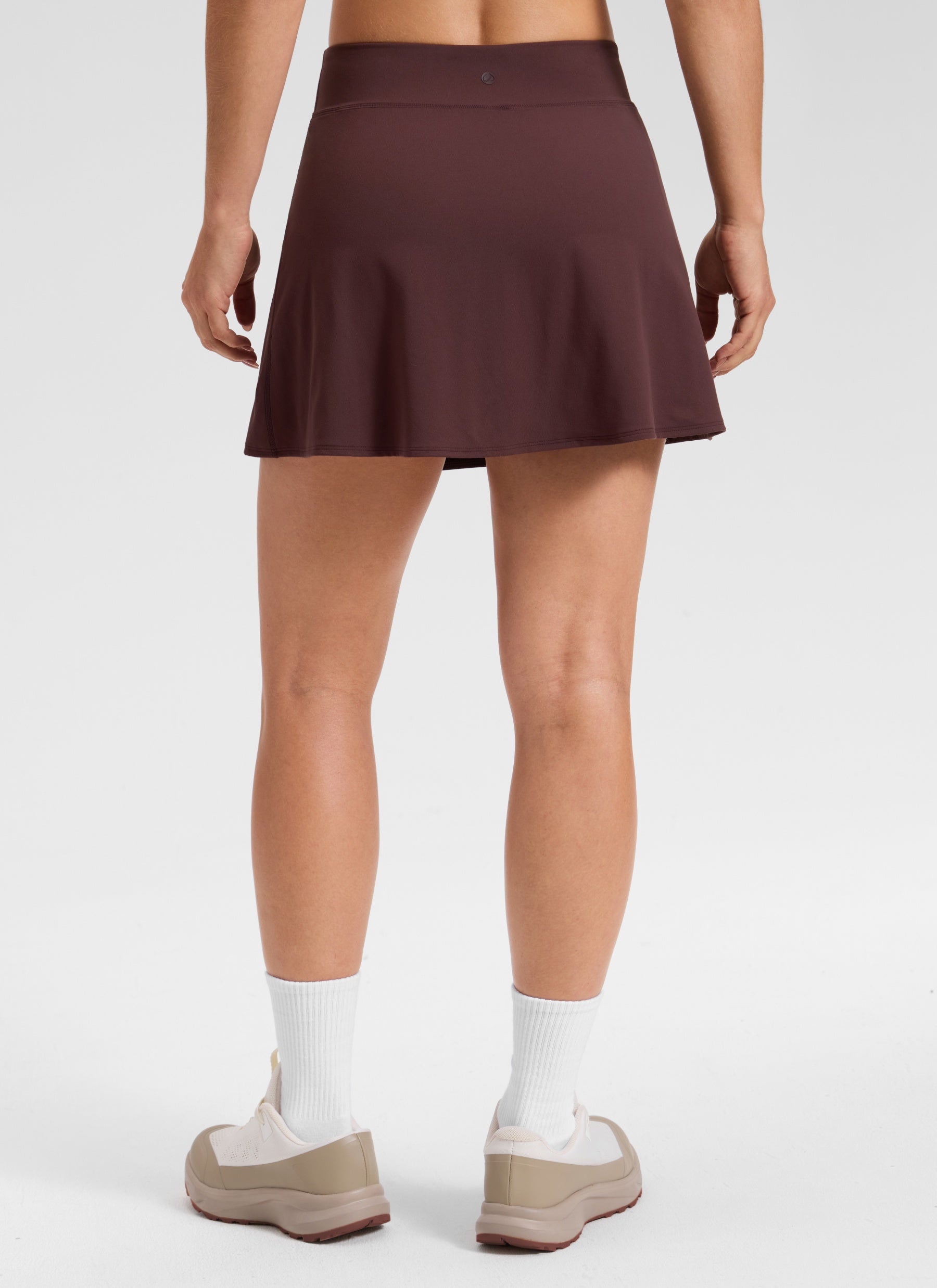 CRZ YOGA Women's Butterlift Golf High Rise A Line Side Slit Skirt 14'' Fudge Brown