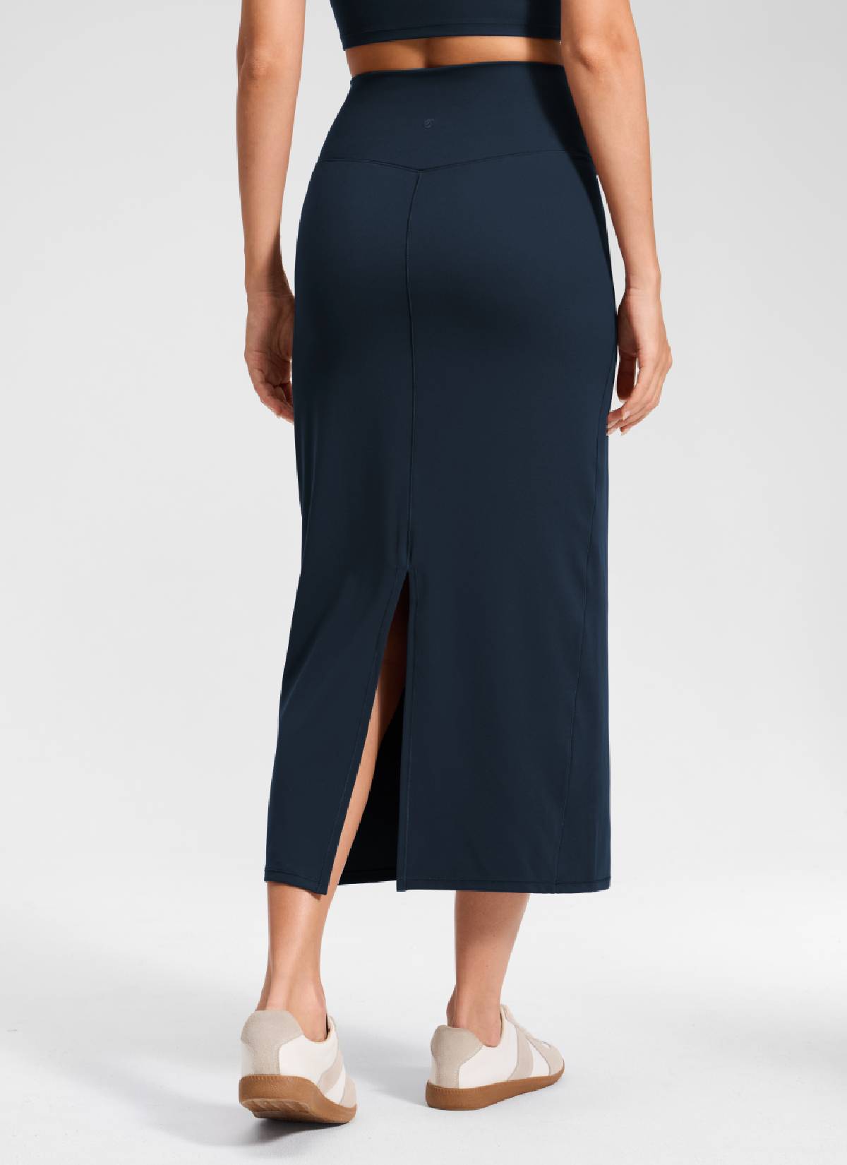 CRZ YOGA Women's Butterlift High Rise Slim Fit Maxi Pencil Skirt True Navy