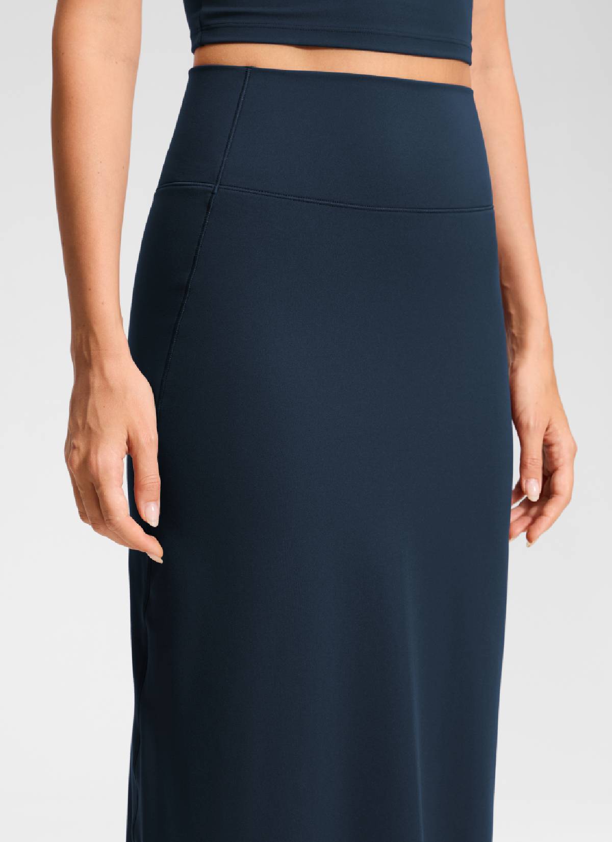 CRZ YOGA Women's Butterlift High Rise Slim Fit Maxi Pencil Skirt True Navy