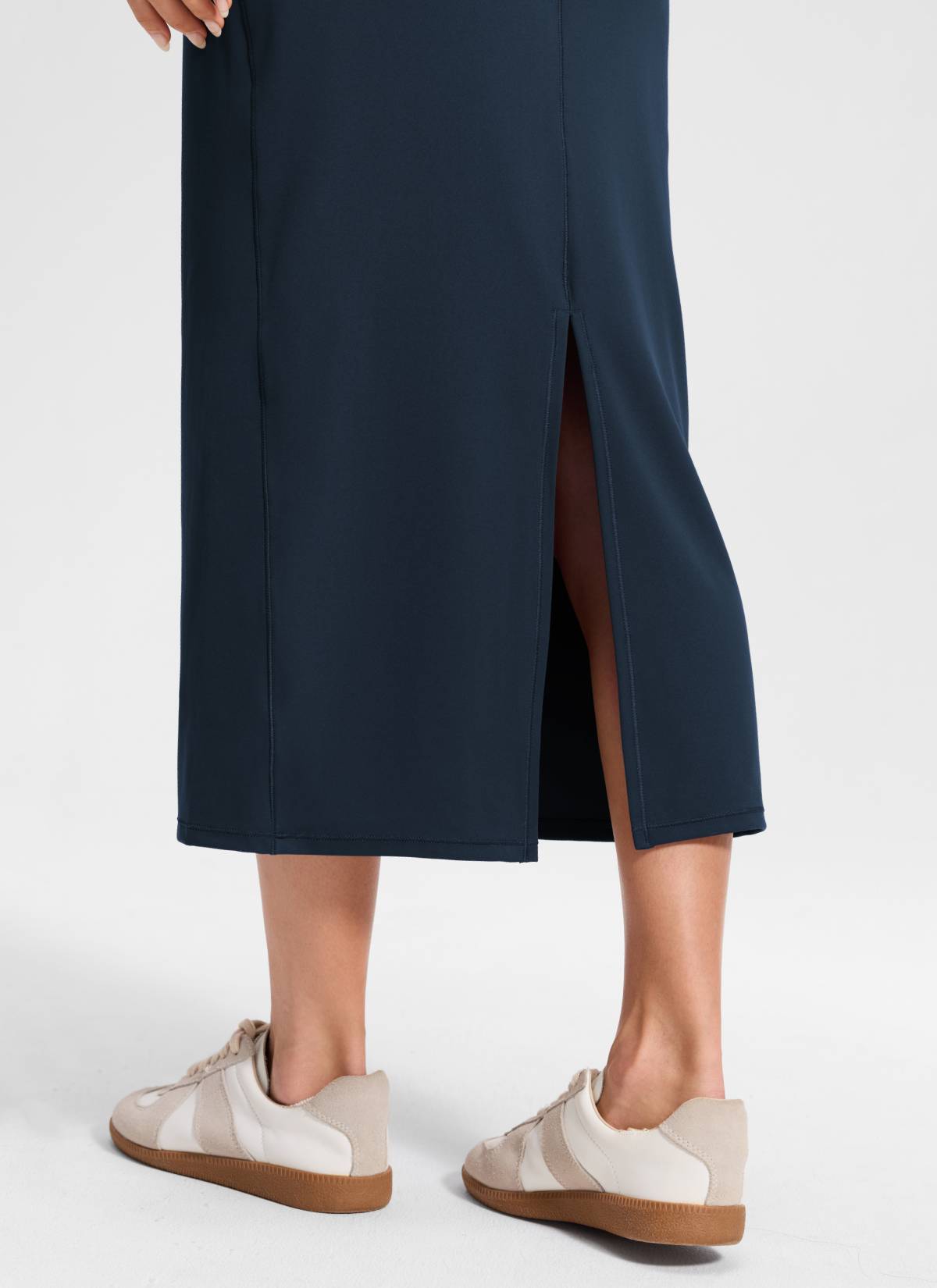 CRZ YOGA Women's Butterlift High Rise Slim Fit Maxi Pencil Skirt True Navy