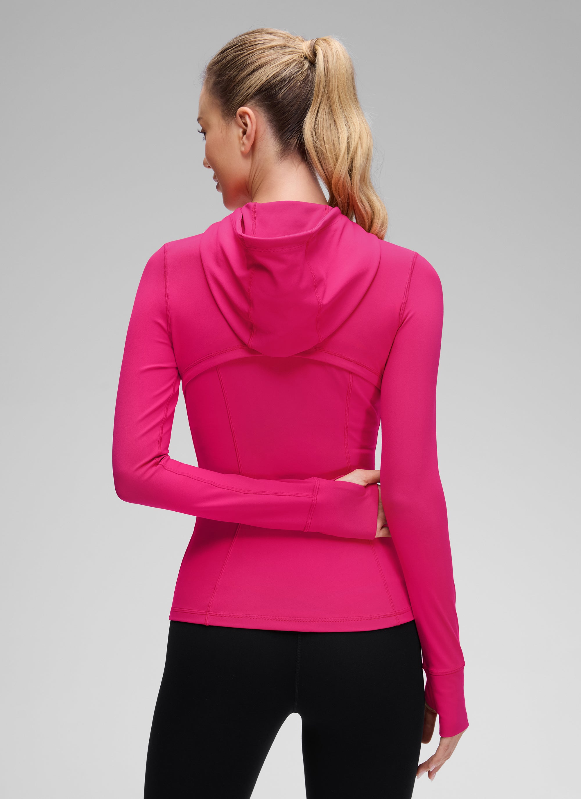 CRZ YOGA Women's Butterluxe Slim Fit Pocket Outerwear Full Zip Hoodies Granita Pink