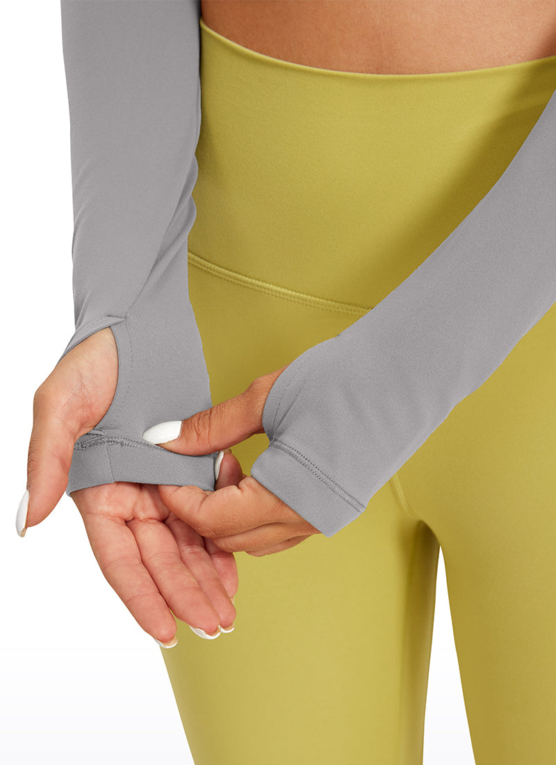 CRZ YOGA Leggings de yoga de manga larga Butterluxe para mujer Gull Gray