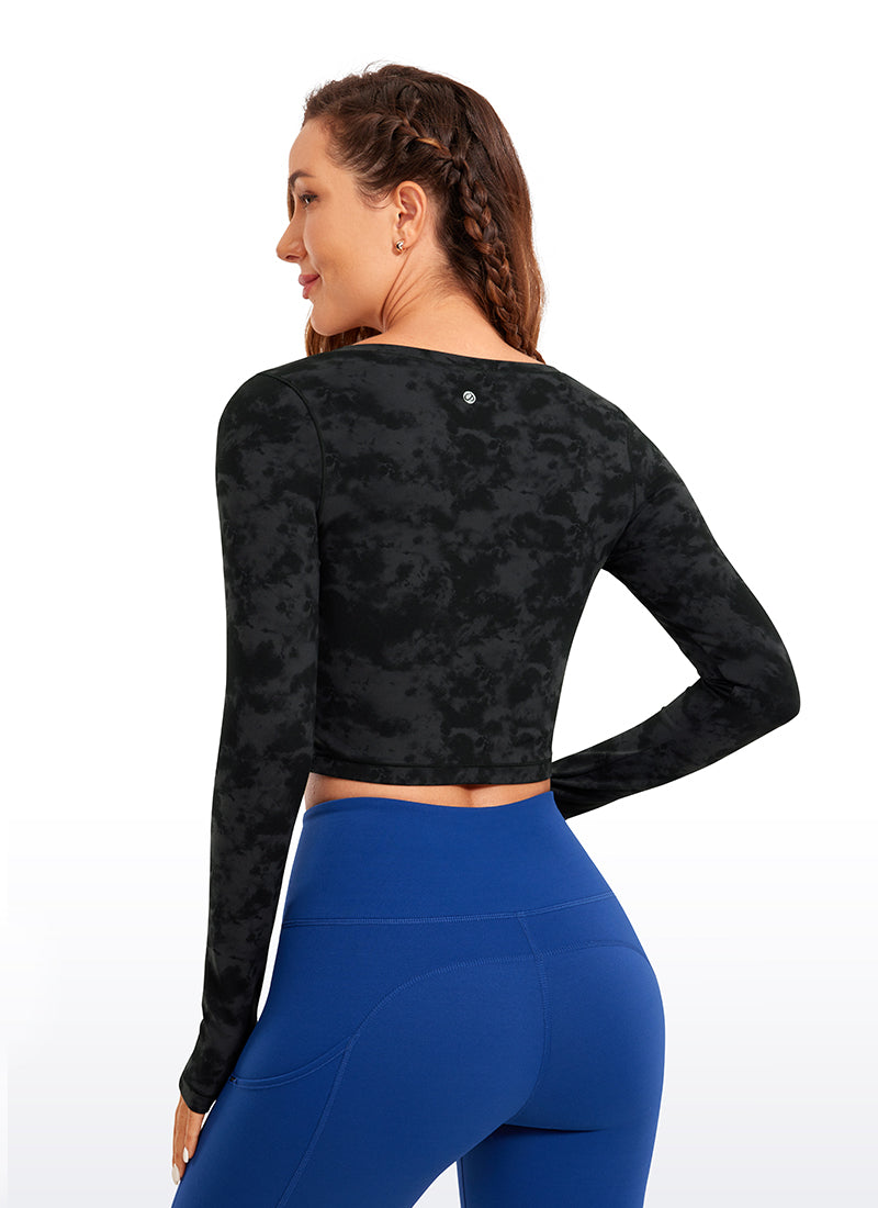 CRZ YOGA Leggings de yoga de manga larga Butterluxe para mujer Tie Dye Smoke Ink