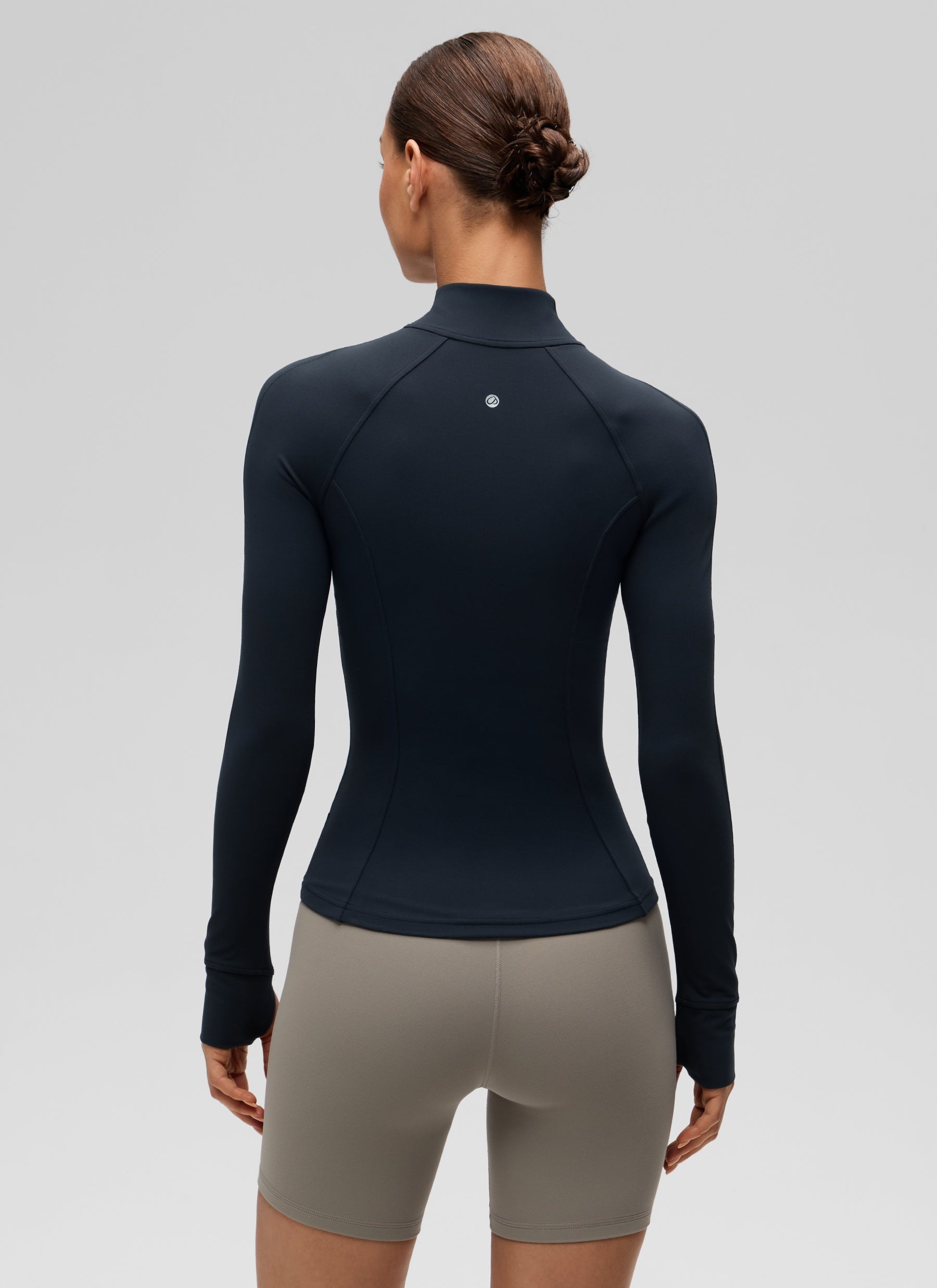 CRZ YOGA Women's Yoga Slim Fit Tops Butterluxe Full Zip Long Sleeves True Navy