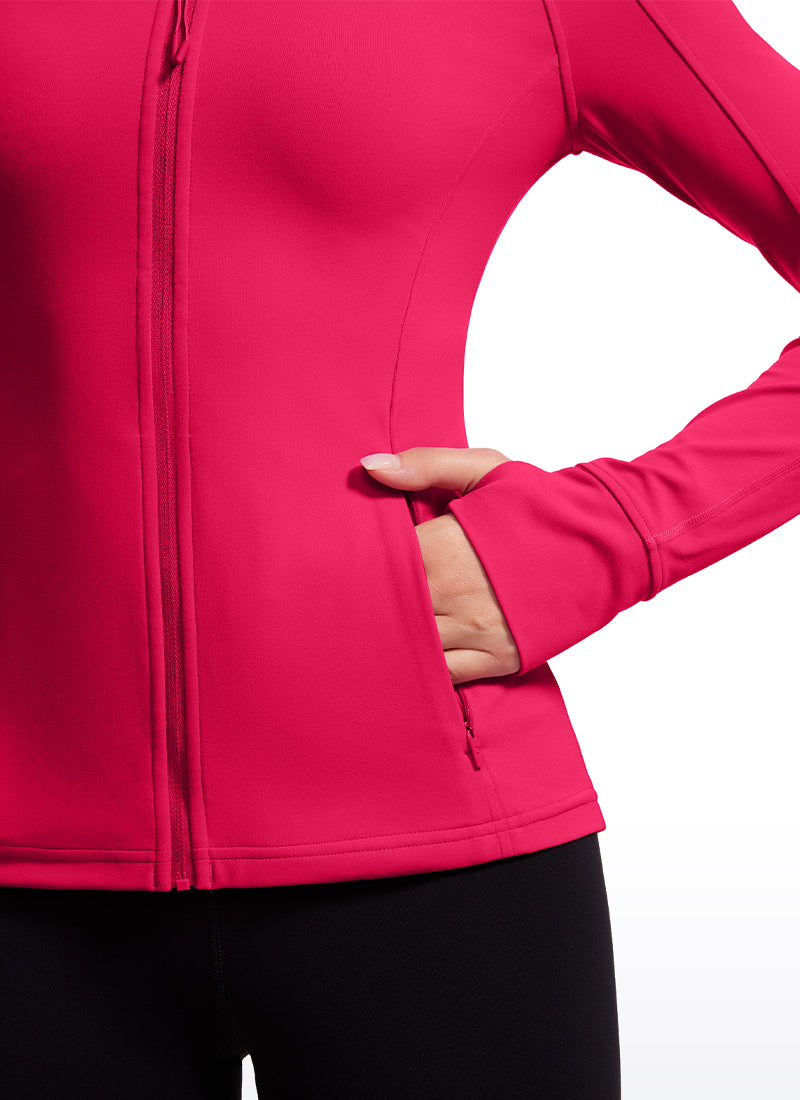 CRZ YOGA Women's Yoga Slim Fit Tops Butterluxe Full Zip Long Sleeves Viva Magenta