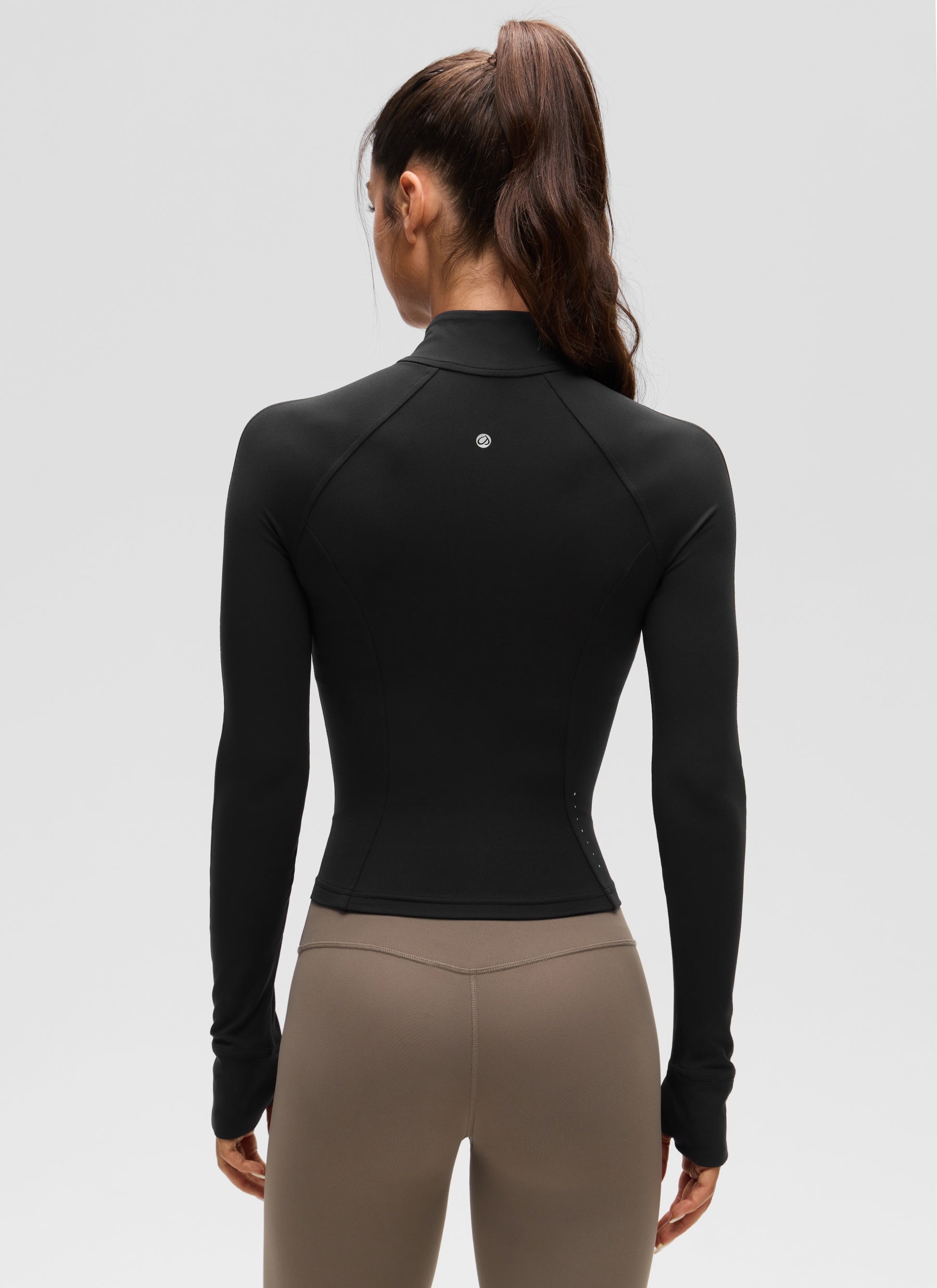 CRZ YOGA Women's Butterluxe Cropped Pocket Outerwear Full Zip Jackets Black