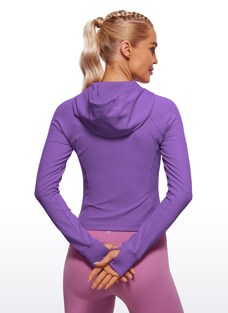 CRZ YOGA – Butterluxe לנשים Butterluxe עם רוכסן מלא, בצבע לילך מלכותי