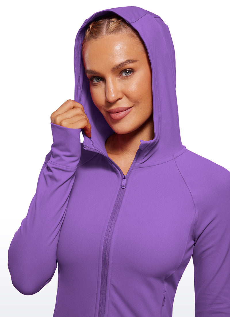 CRZ YOGA – Butterluxe לנשים Butterluxe עם רוכסן מלא, בצבע לילך מלכותי