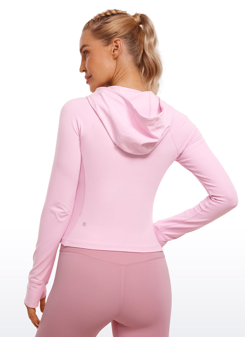 CRZ YOGA – Butterluxe לנשים Butterluxe עם רוכסן מלא, בצבע ורוד "אדמונית"