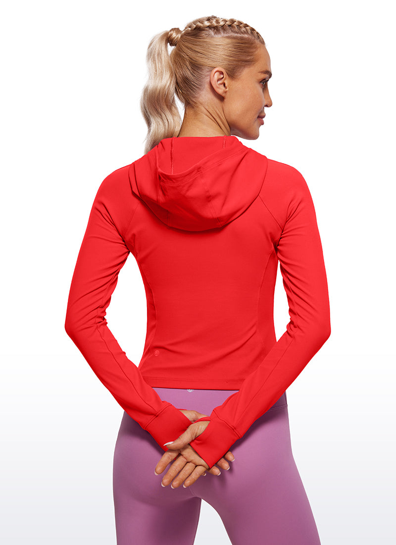 CRZ YOGA – Butterluxe לנשים Butterluxe עם רוכסן מלא, בצבע אדום עמוק