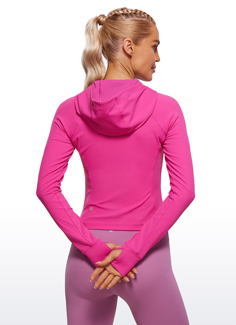 CRZ YOGA – Butterluxe קפוצ'ון לנשים Butterluxe עם רוכסן מלא, בצבע סגול היביסקוס