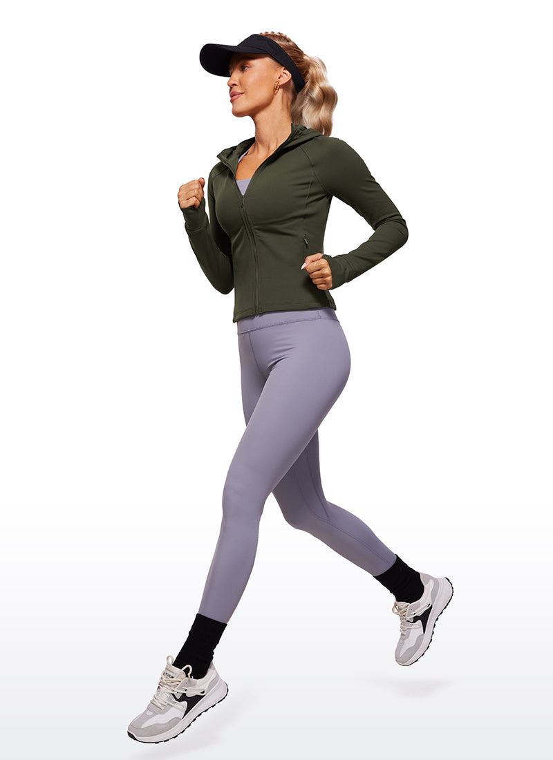 CRZ YOGA – Butterluxe קפוצ'ון לנשים Butterluxe עם רוכסן מלא, בצבע ירוק זית